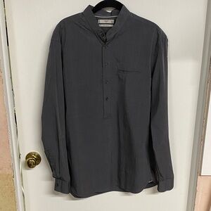 Mango Men's Charcoal Popover Button-Down Shirt